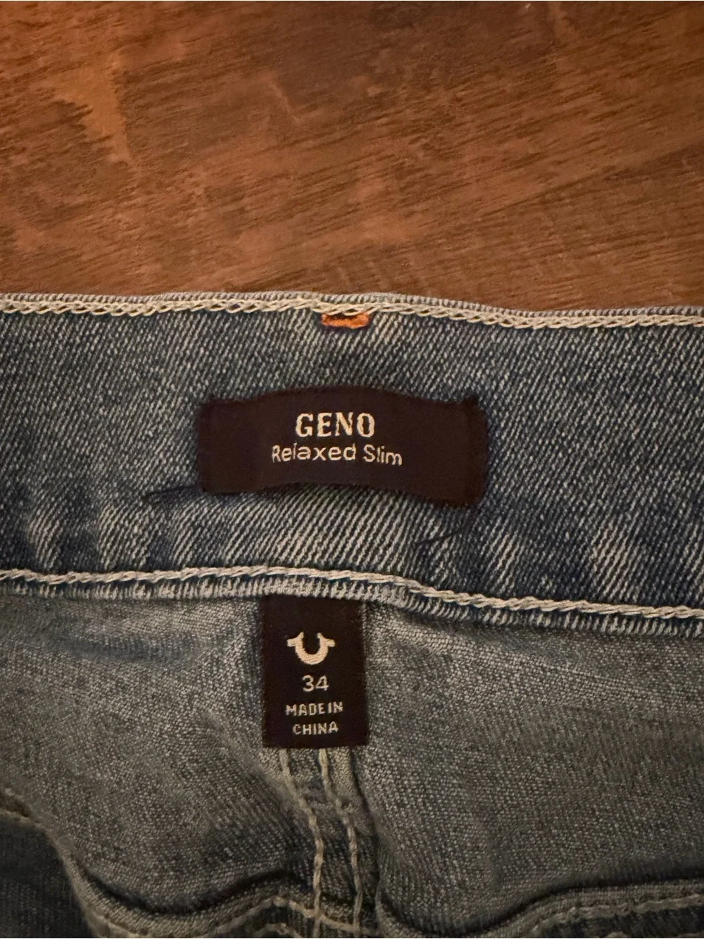 True Religion Geno Relaxed Slim Jeans Light Wash Flap Pocket SZ 34X31